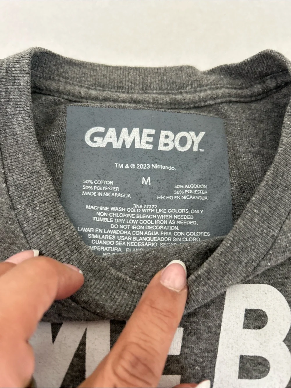 Gray Graphic Tee with Retro Console Print Medium